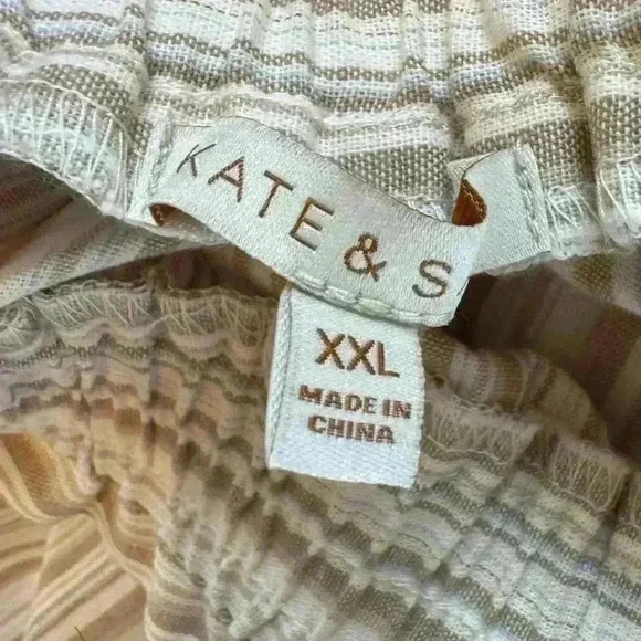 🌈 6/$60 Kate & Sam Paperbag Pants Belt Cream Gold Tan Pockets Wide Leg Size XXL - Picture 6 of 6